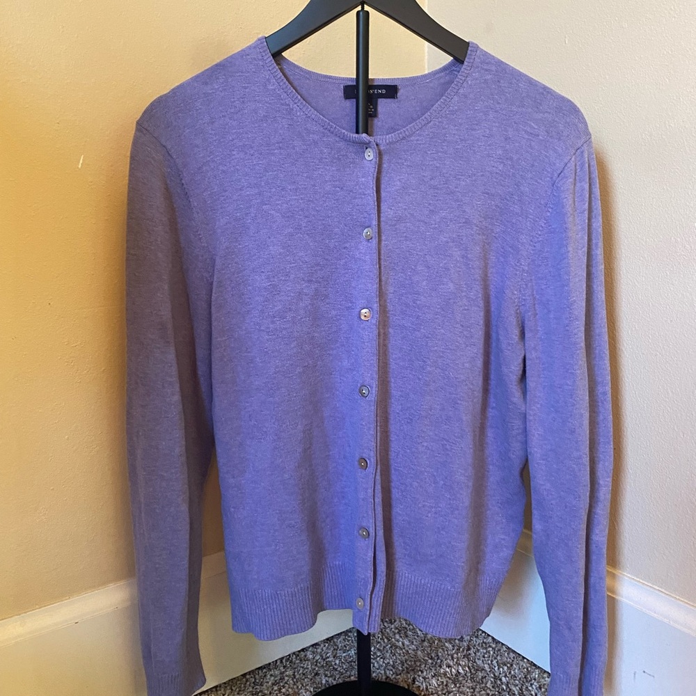 Lands' End Lavender Button Cardigan